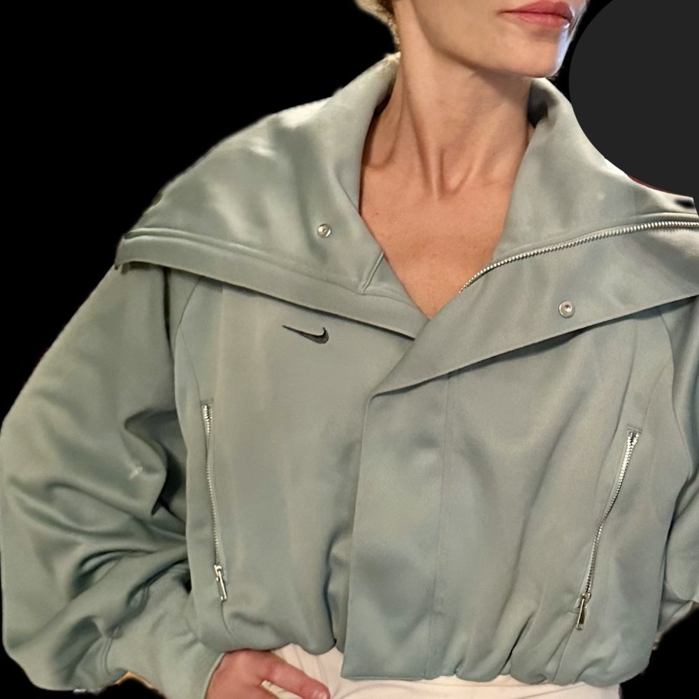 RARE GREEN Nike NSW Oversized Cropped Track Jacket Sz S